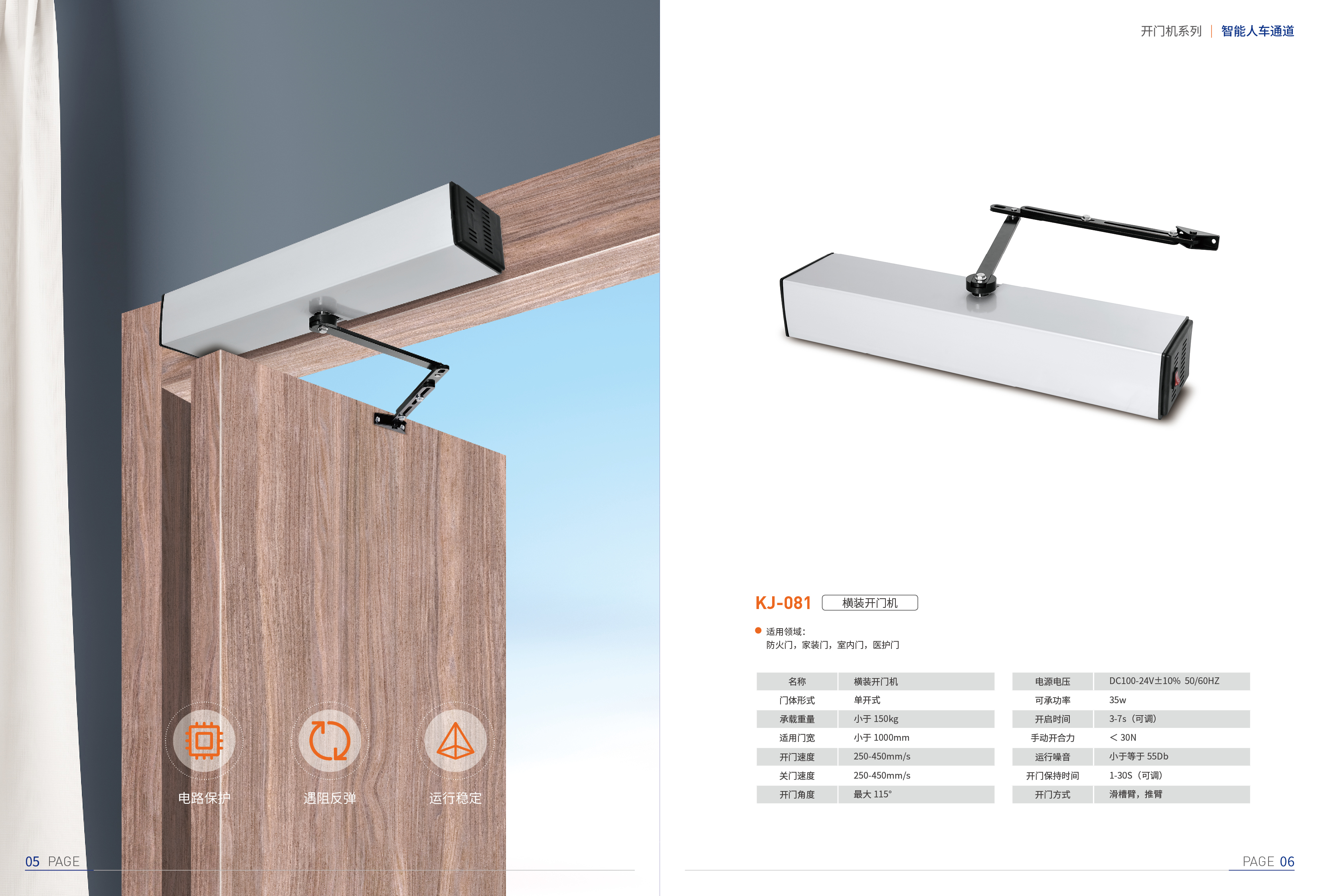 KJ081 horizontal automatic 90 degree electric door closer, fireproof door, medical door, pedestrian advertising door