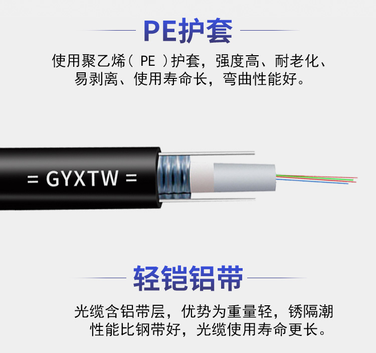 GYXTW Outdoor Optical Fiber Cable Aerial Pipe 4-288 cores (optional number of cores) National Standard