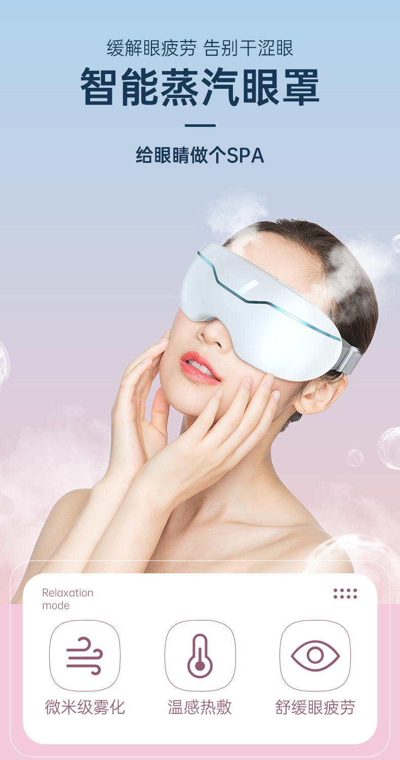 Honghe Steam Eye Mask Eye Protector He-A13 Large and Small Range Atomization Intelligent Charging Timing 2 Temperature Hot Pack