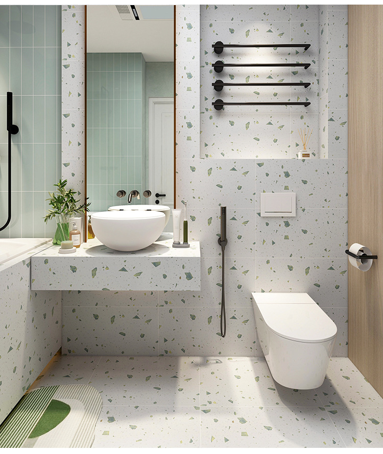 Grass green Terrazzo tile 600X600 Nordic bathroom kitchen wall and floor tile bathroom balcony antique brick blue