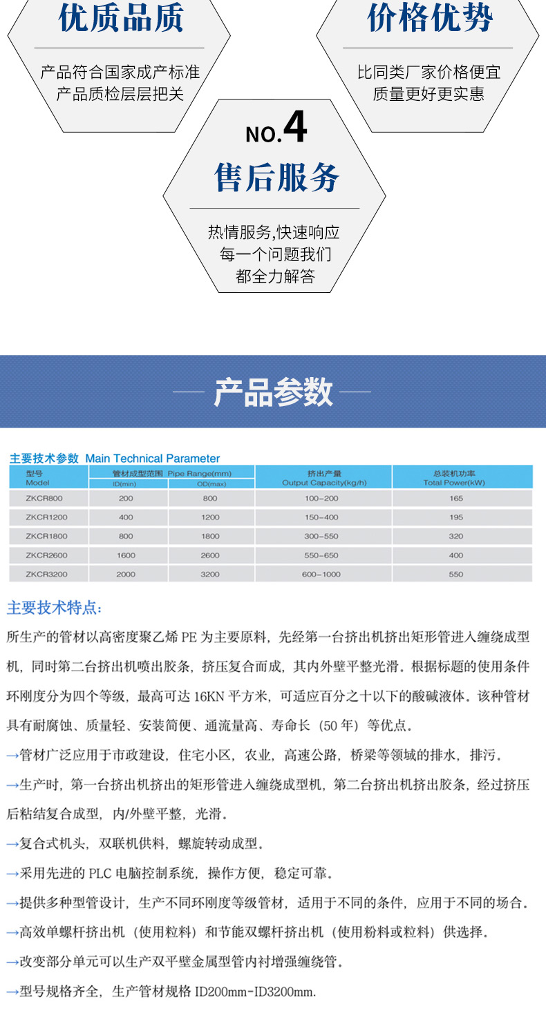 Processing of Large Diameter Single Screw Extruder Blowdown Pipe Machinery for Hollow Wall Winding Pipe Production Line