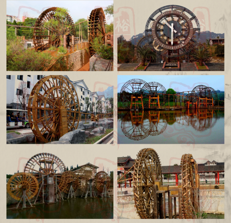 Steel structure landscape waterwheel corrosion-resistant stability, flood resistant and anti-corrosion wood antique structure production