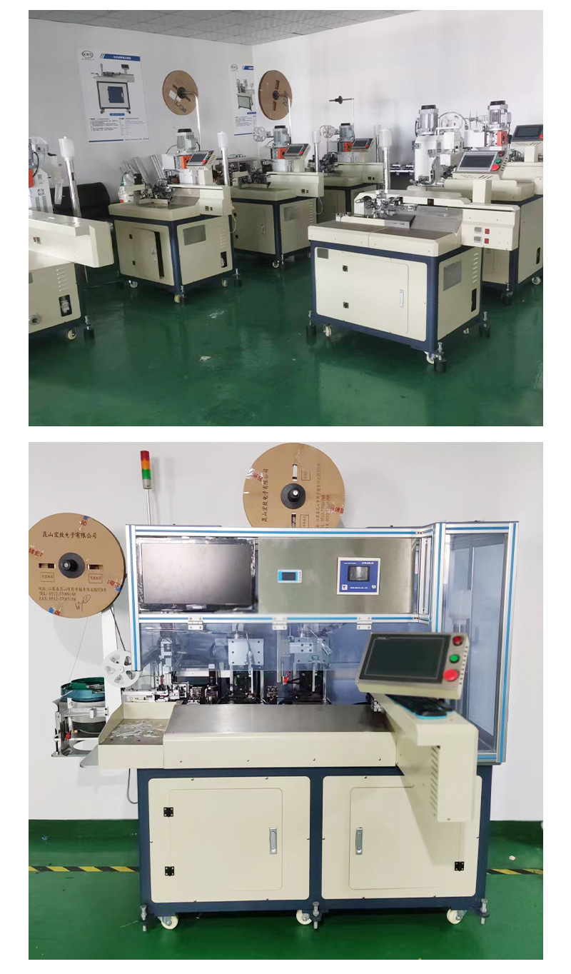 Fully automatic single and double head pressure terminal threading machine, whether the wires are cut off at both ends or peeled to detect the pressure terminal