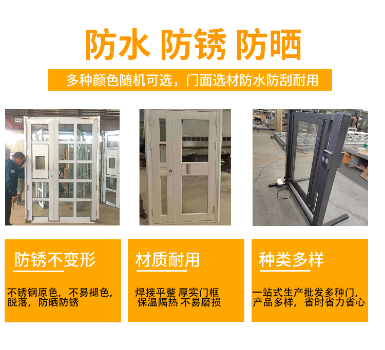 Steel fire and anti-theft door system unit, corrosion resistant door installation for building doors