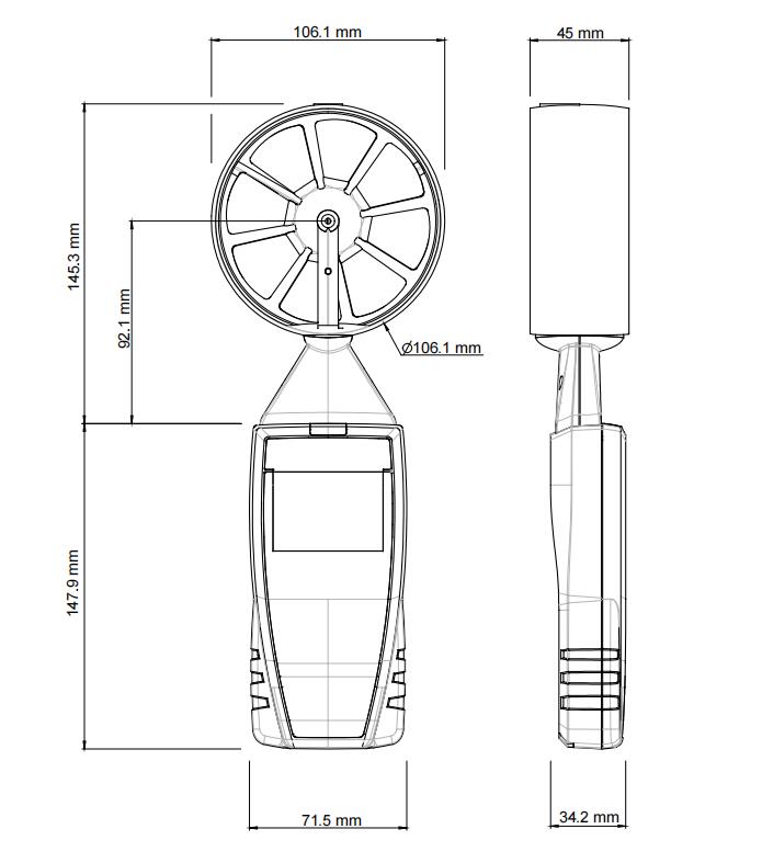 Kaimao Kimo LV130 portable impeller anemometer with air volume hood to measure air volume, wind speed, and temperature