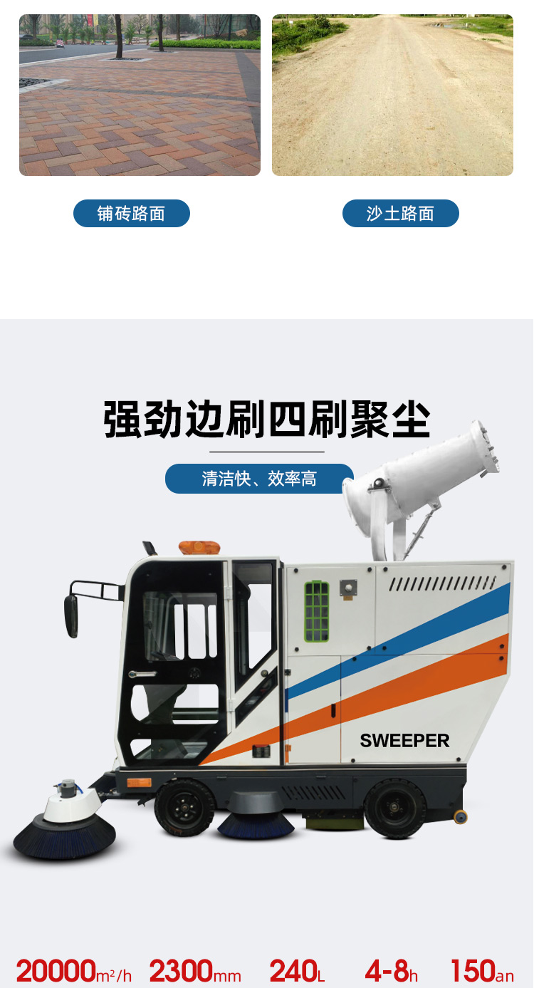 Jieshitu Driving Sweeper Commercial Industrial Mall Factory Workshop Sanitation Sweeper Multifunctional Garbage truck