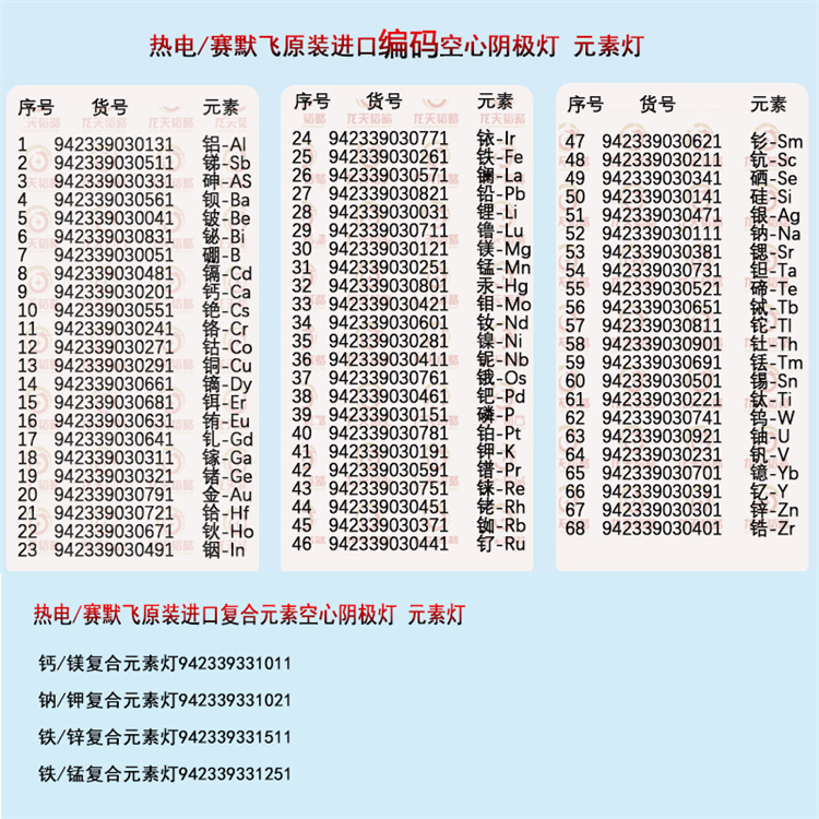 Imported original thermoelectric/Thermophile 942339030121 magnesium Mg code Hollow-cathode lamp