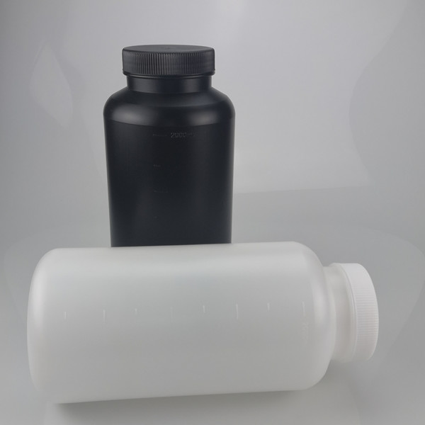 HDPE plastic bottle 2L large mouth round bottle 2L inner cap large mouth bottle with scale powder solid bottle black and white color