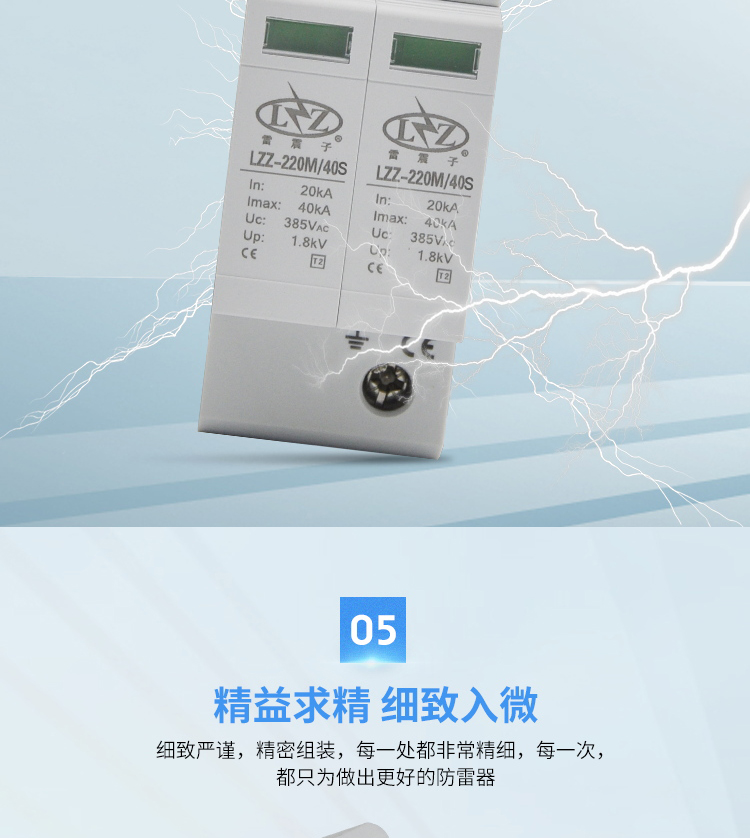 Lightning arrester LZZ-220M/40 distribution box 2P surge protector for Leizhenzi 220V power supply