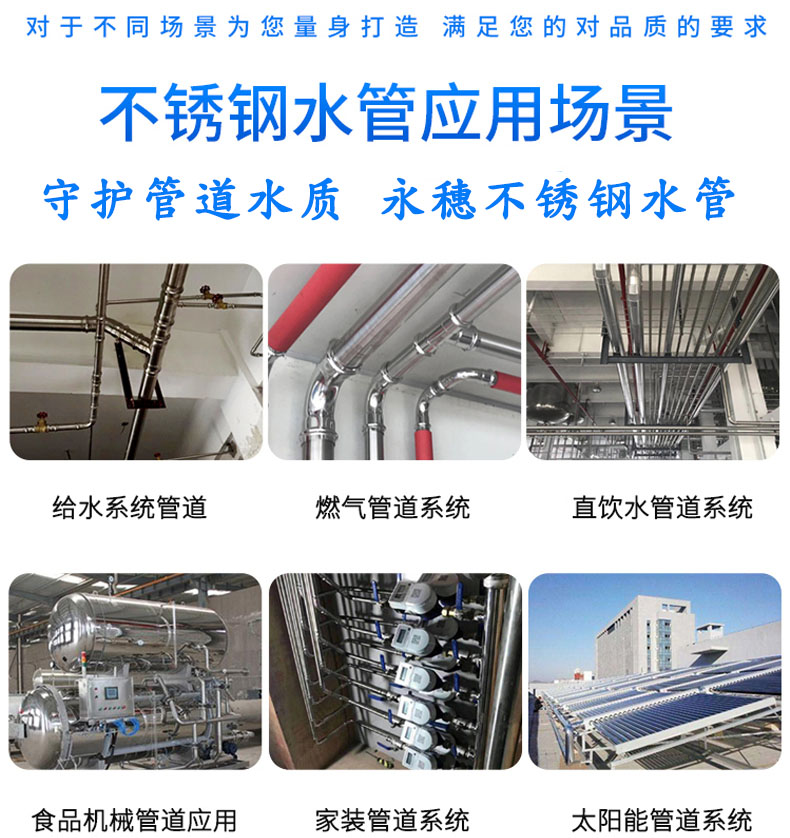 Trench stainless steel drinking water pipe, Yongsui Pipe Industry brand stainless steel water conduit, household tap water inlet pipe