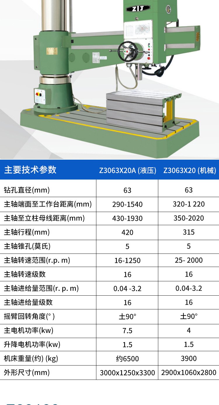 Two machine tool Z3050X16-1 hydraulic rocker arm drilling industrial multifunctional mechanical drilling machine with wide speed range