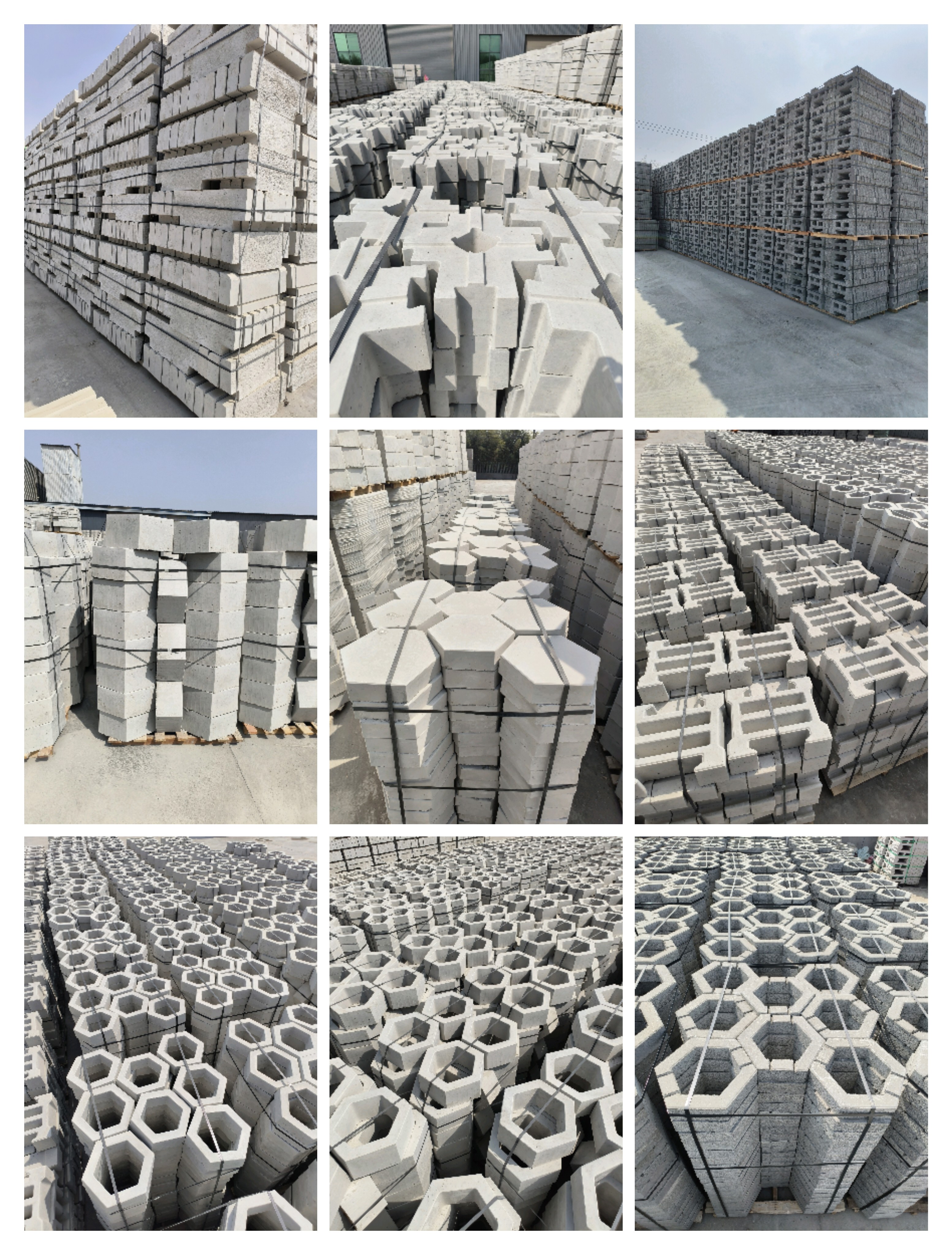 Hexagonal slope protection brick module brick well, splayed grass planting brick, tactile paving brick, tree enclosure, stone well cover