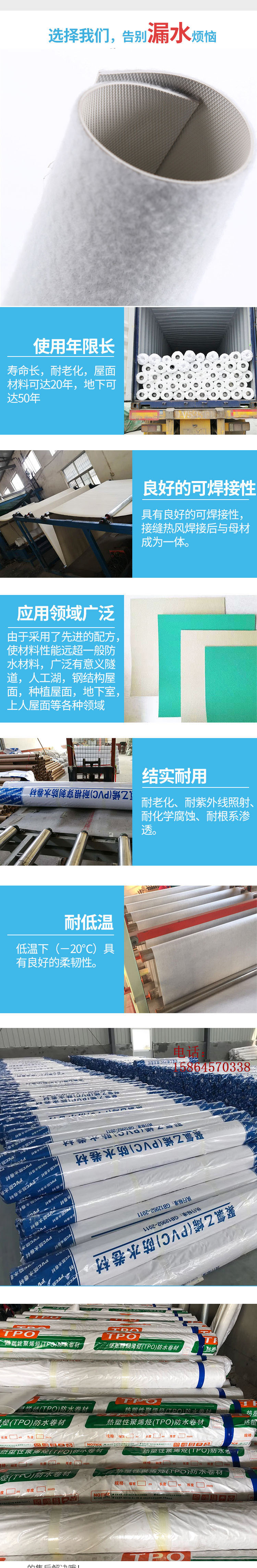 Thermoplastic polyester fiber reinforced PVC waterproof roll material