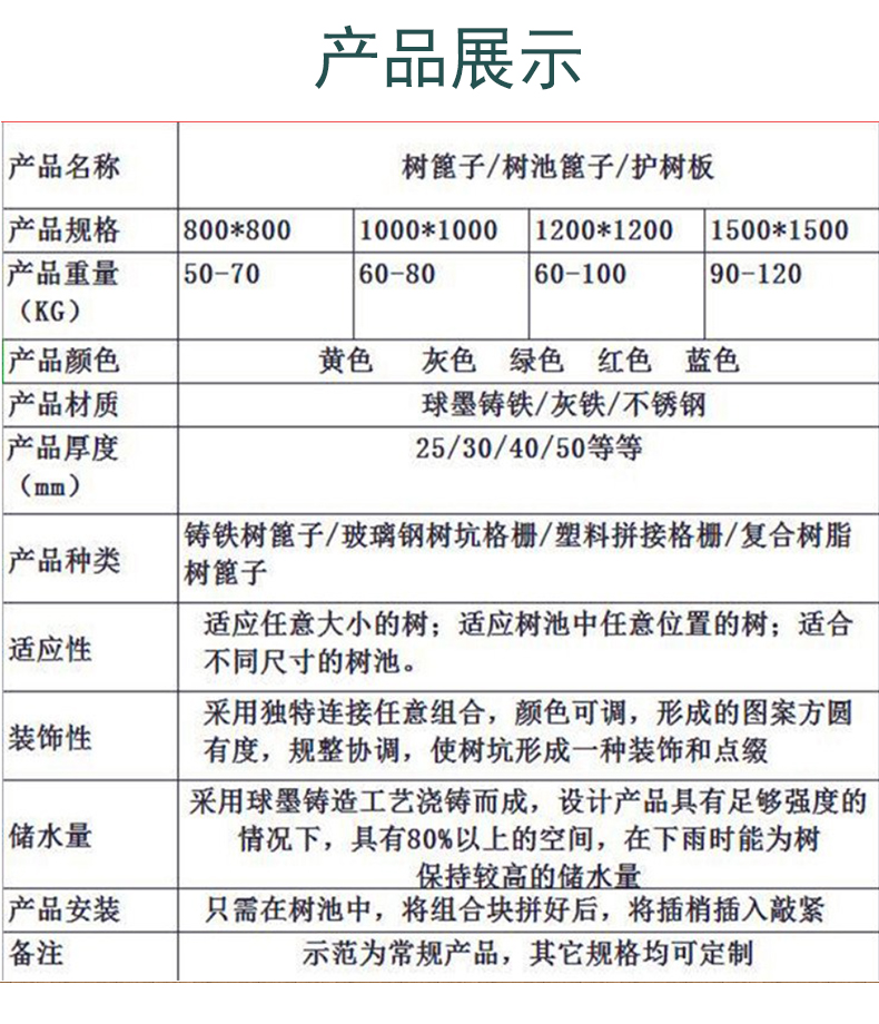 Cast iron tree grating, municipal greening, garden, tree enclosure, laser carved square circular tree protection board, which can be processed