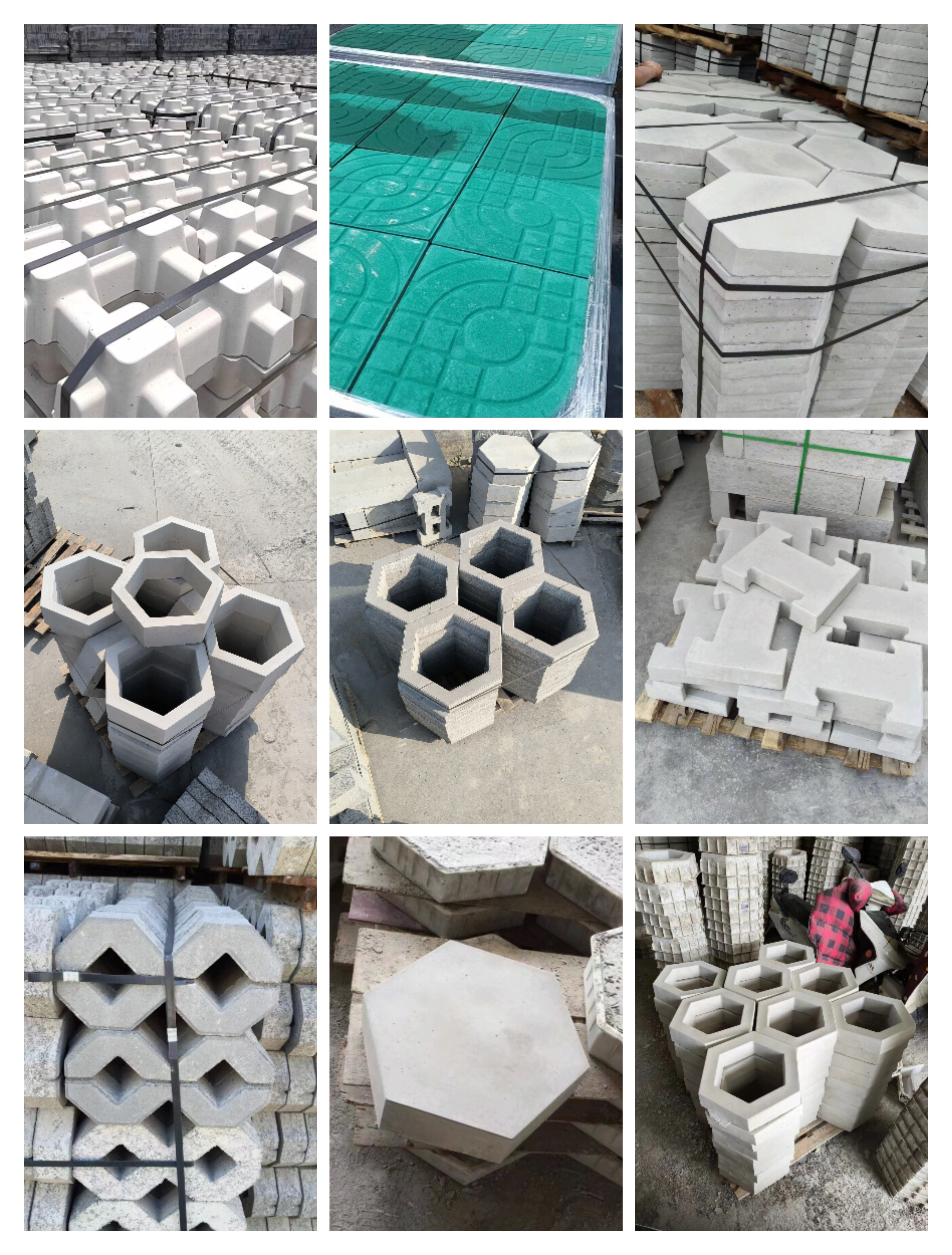 Hexagonal slope protection brick module brick well, splayed grass planting brick, tactile paving brick, tree enclosure, stone well cover