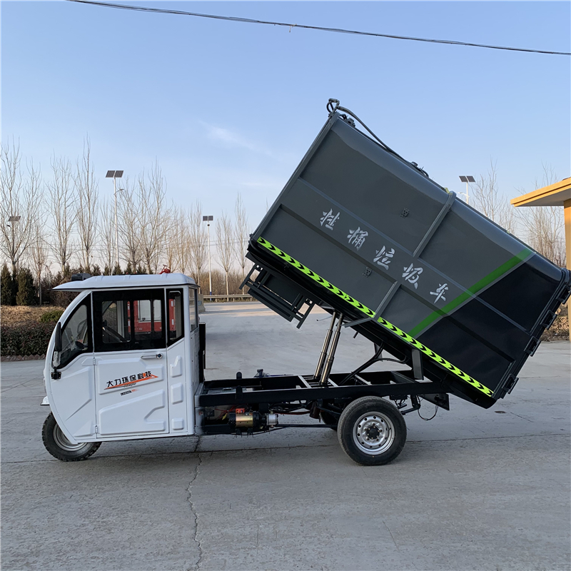 Electric garbage truck cleaning vehicle Community property three wheel four wheel garbage truck Hanging bucket self loading and unloading environmental sanitation vehicle