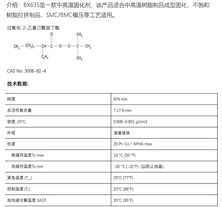 Bluerox63S TBPO medium temperature initiator resin group BMC pultrusion molding curing agent