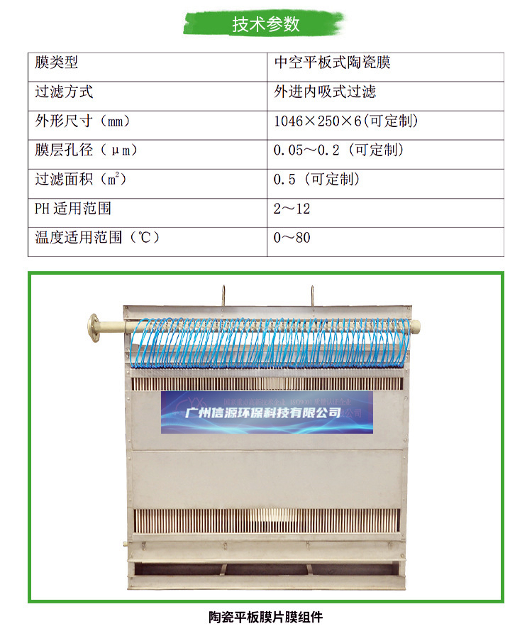 Ceramic flat membrane curtain membrane module MBR hollow fiber membrane sewage treatment equipment DTRO membrane treatment