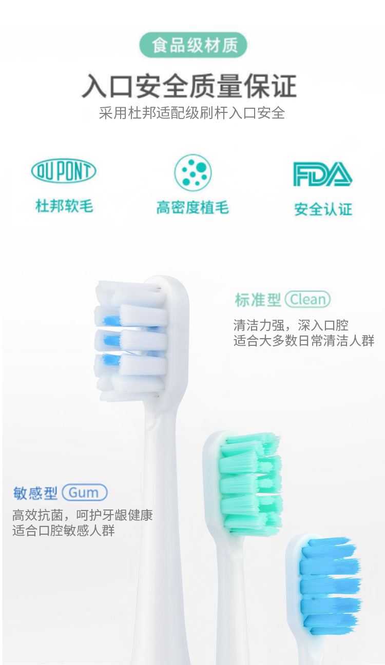 The replacement brush head of Xiaomi Electric toothbrush is suitable for Mijia T300/T500 model machine