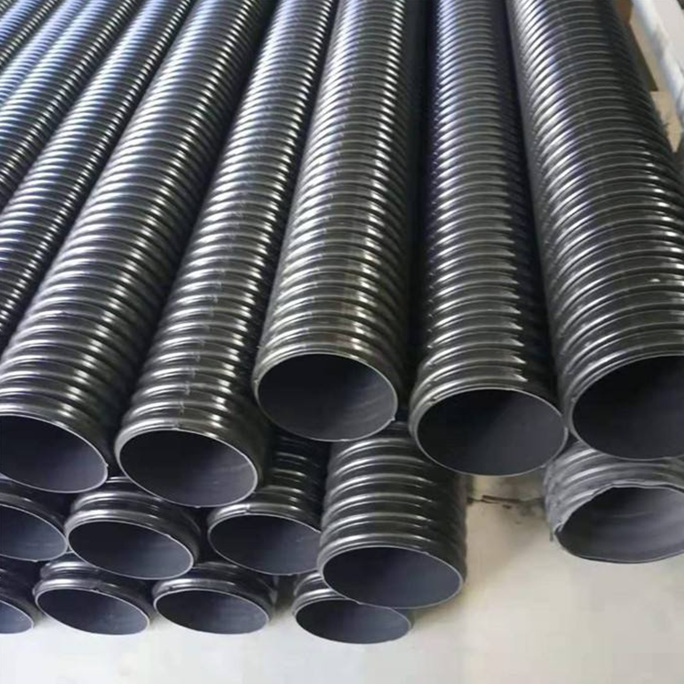 Large diameter drainage pipe and sewage pipe hdpe steel strip spiral corrugated pipe DN600 SN8