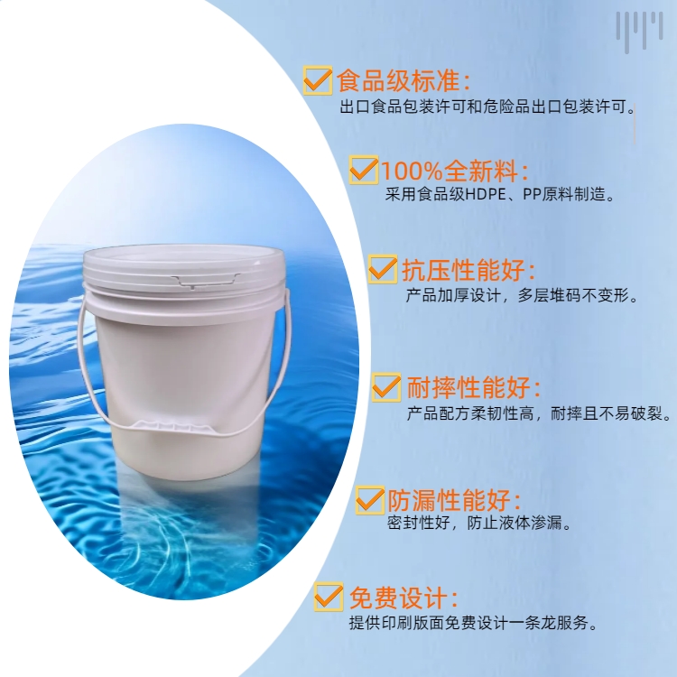 Lianghe 15L American style plastic bucket with lid, 15L capacity, general packaging bucket for food, chemical fertilizer, manufacturer wholesale