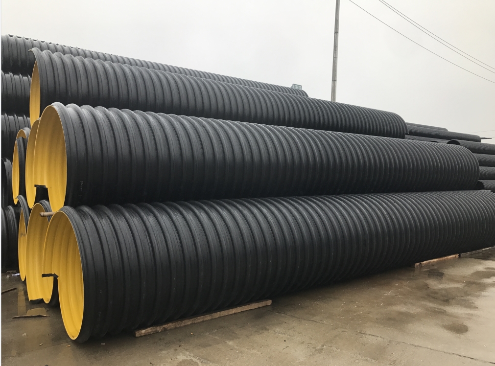 High density polyethylene steel strip reinforced spiral corrugated pipe DN300 drainage pipe source manufacturer supports customization