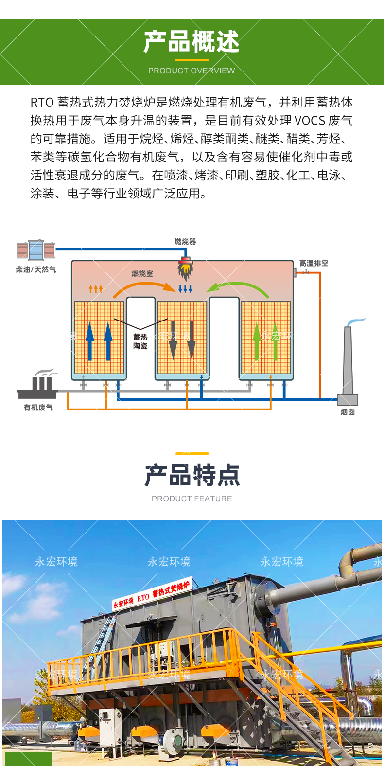 RTO regenerative oxidation furnace, chemical and pharmaceutical industry waste gas treatment, 50000 air volume waste gas incinerator, Yonghong Environment