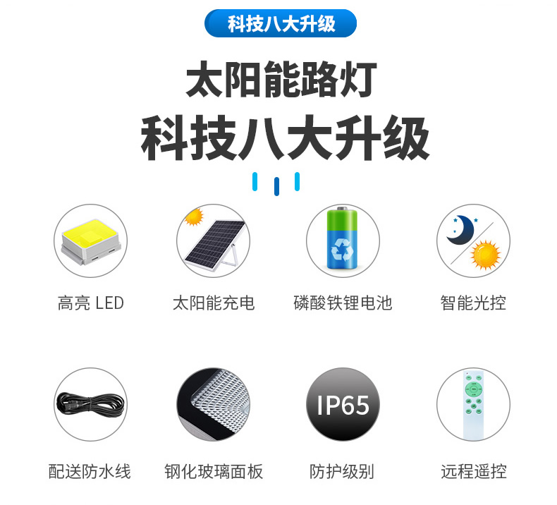 Outdoor solar street light integrated induction light projection light New rural municipal engineering street light pole