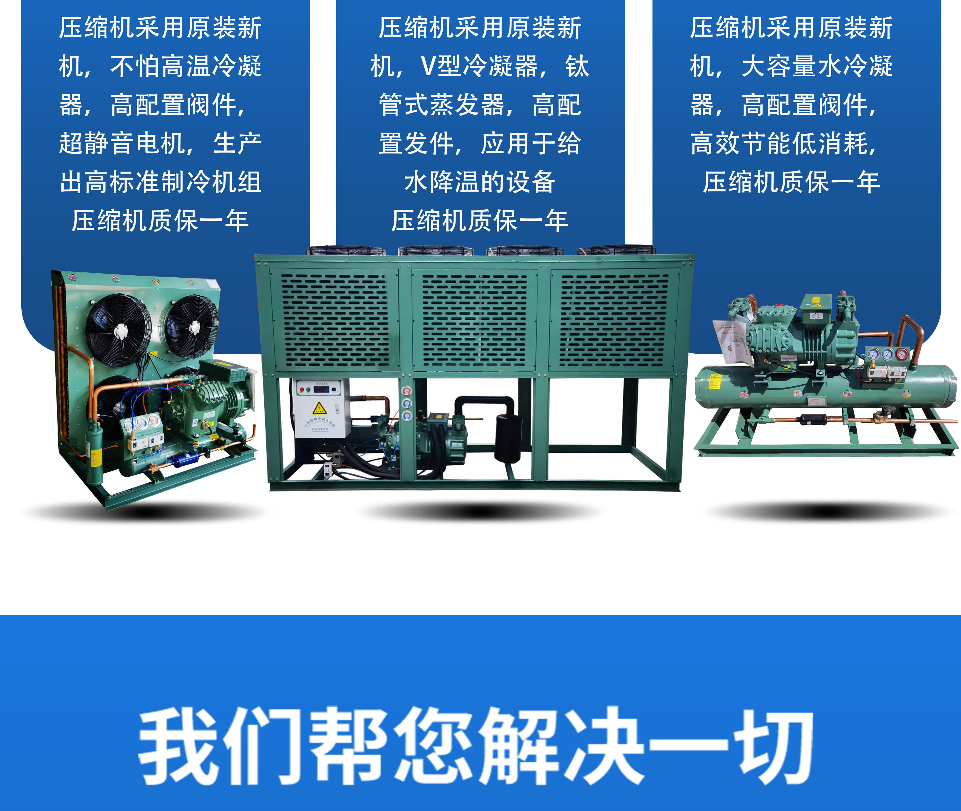 Bizel Cold Storage Refrigeration Compressor Unit Low Temperature Semi enclosed Piston Air Cooling Unit