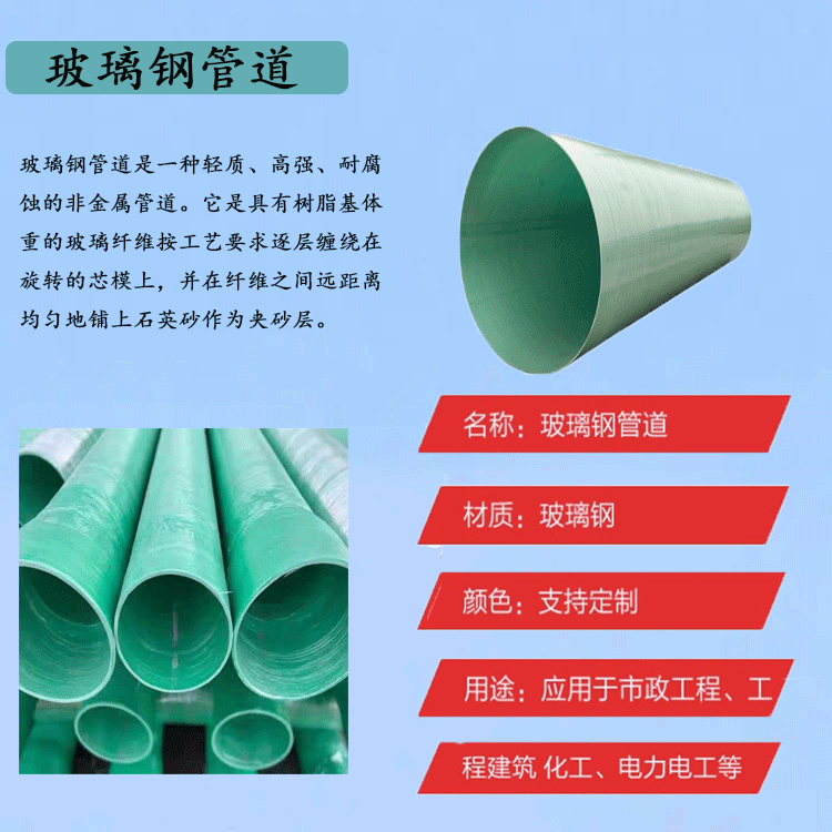 Fiberglass sewage pipeline, Jiahang integrated circular tube, buried large diameter sand filled cable protection pipe