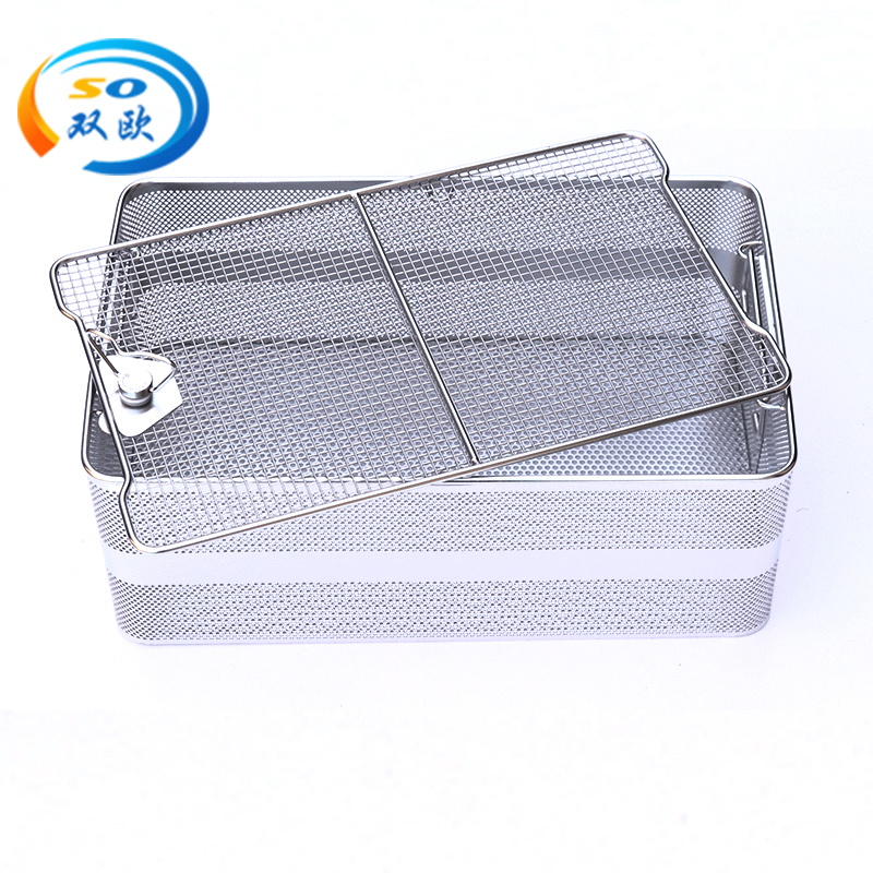 Endoscopic basket with lid, silicone bracket, instrument loading basket, medical cleaning and disinfection net basket