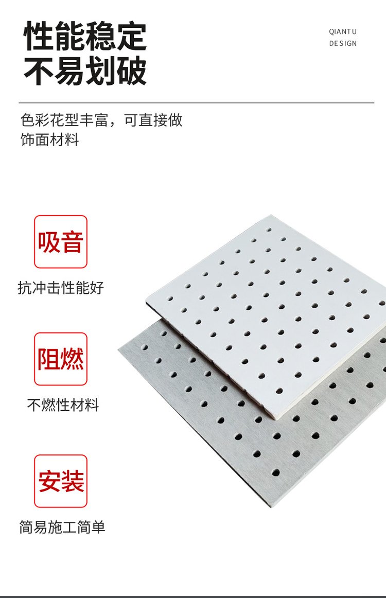 Perforated composite sound-absorbing board, sound-absorbing wall panel, ceiling decoration panel for large public buildings