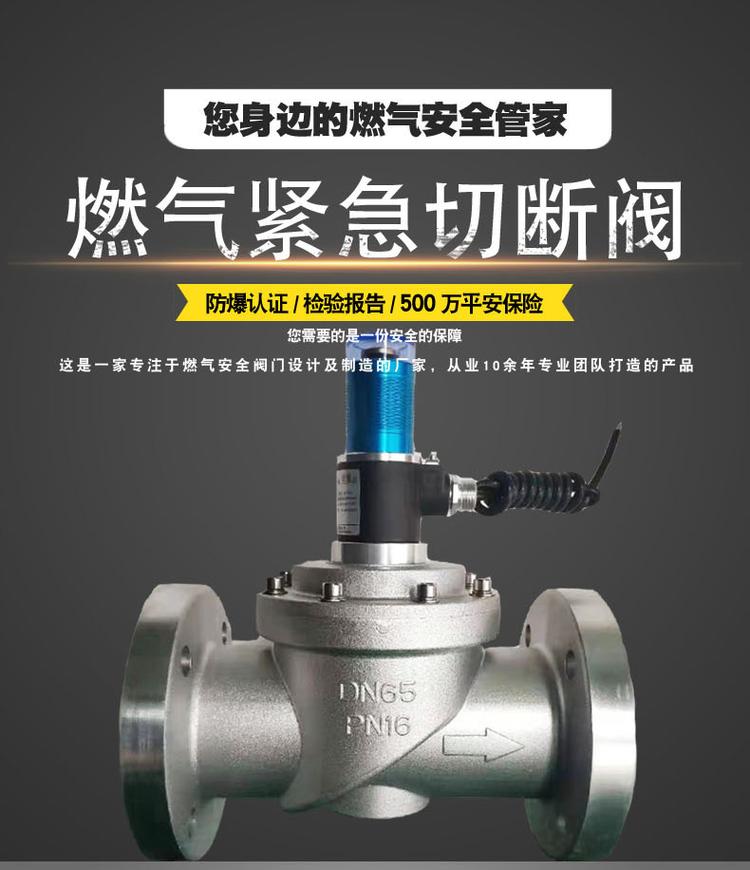 DN100 shut-off valve 0.4mpa gas emergency shut-off valve explosion-proof natural gas solenoid valve