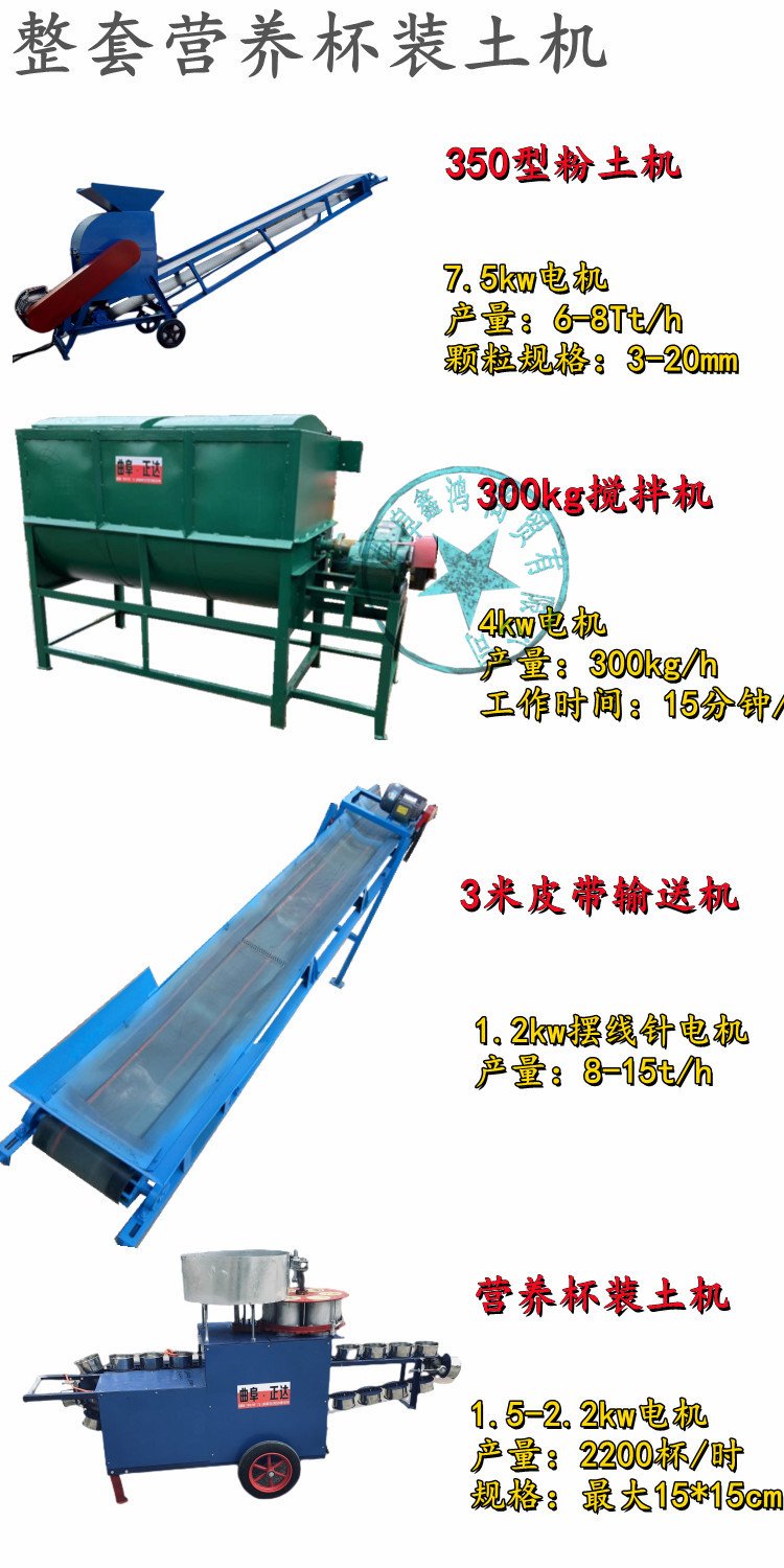 Model of seedling tray production equipment: fully automatic electric bowl loading machine, high yield substrate bowl making machine