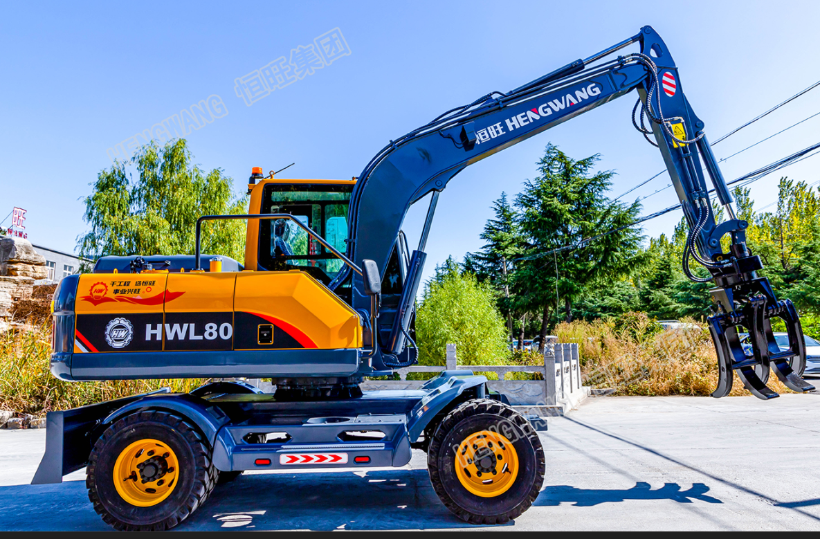 Wheeled 80 excavator for easy operation, dedicated tire type wood grabbing machine for engineering reclamation