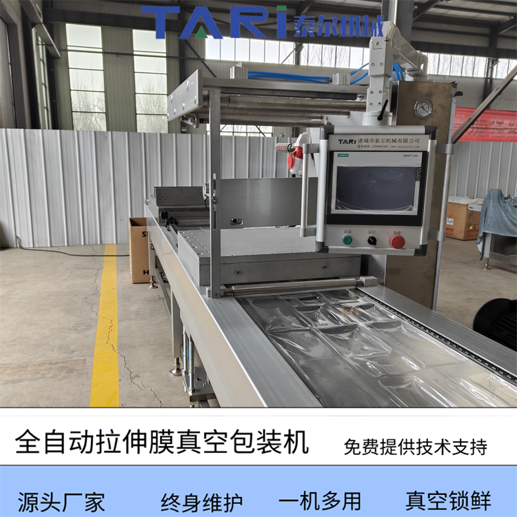 Zongzi full-automatic stretching film vacuum packaging machine steak automatic vacuum sealing machine