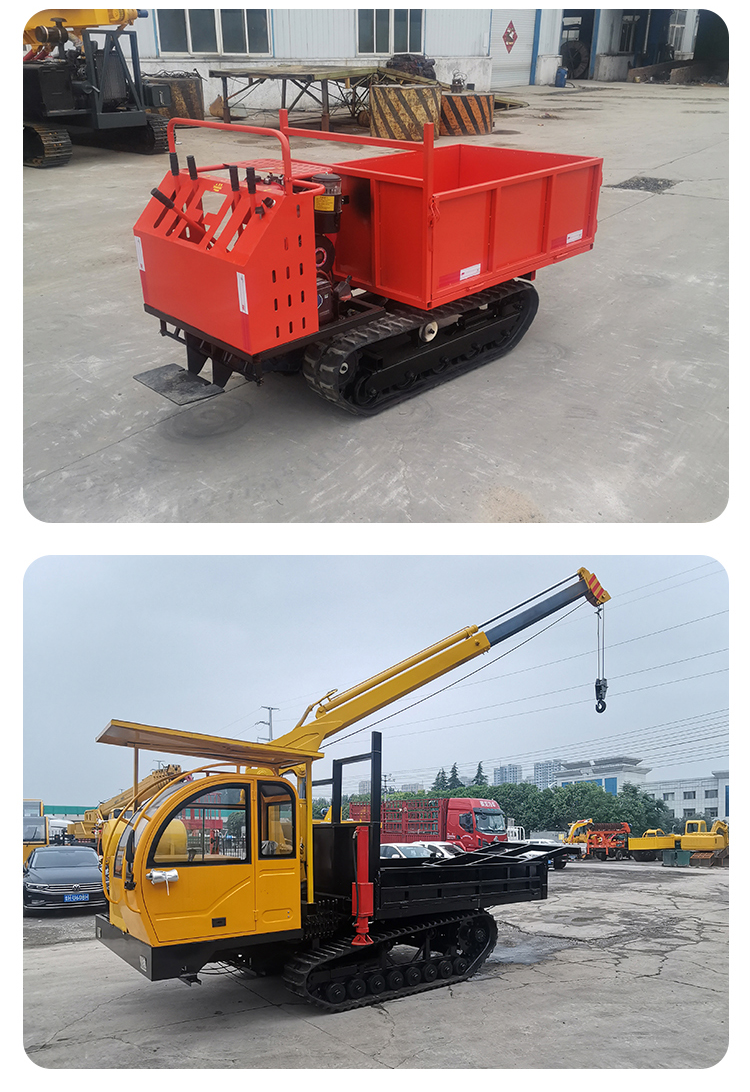 Tengwan rear axle steel tracked transport vehicle with high-speed travel capacity of 10 tons and hydraulic self unloading of cargo boxes