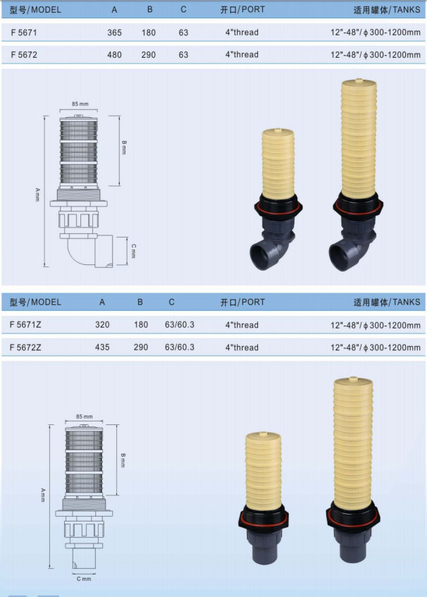 Six claw side mounted lower water distributor ordinary high flow and high flow rate water treatment filter water distributor water cap