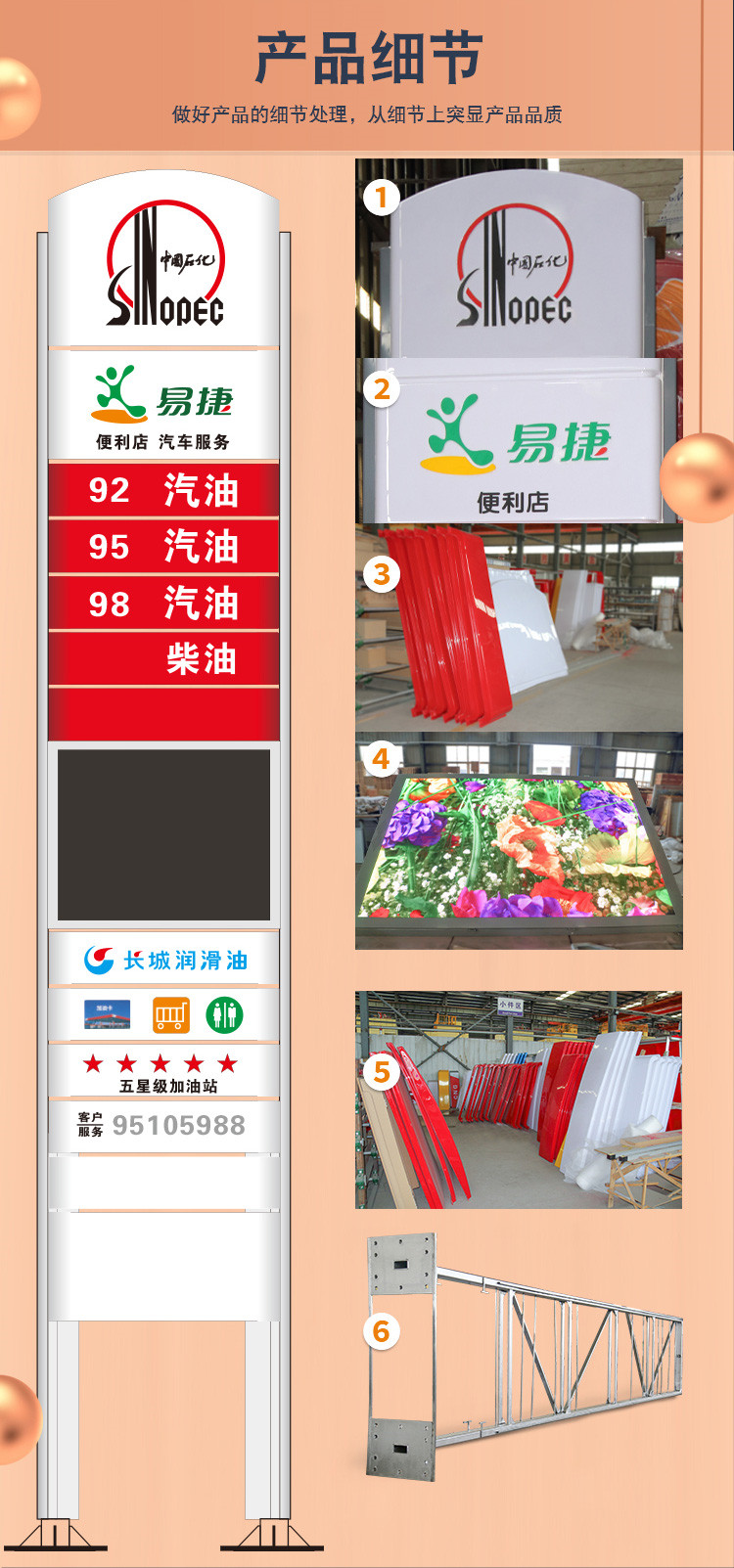 Manufacturer's supply of gas station brand column light boxes, PetroChina Sinopec billboards, acrylic signs, Xingying advertisements