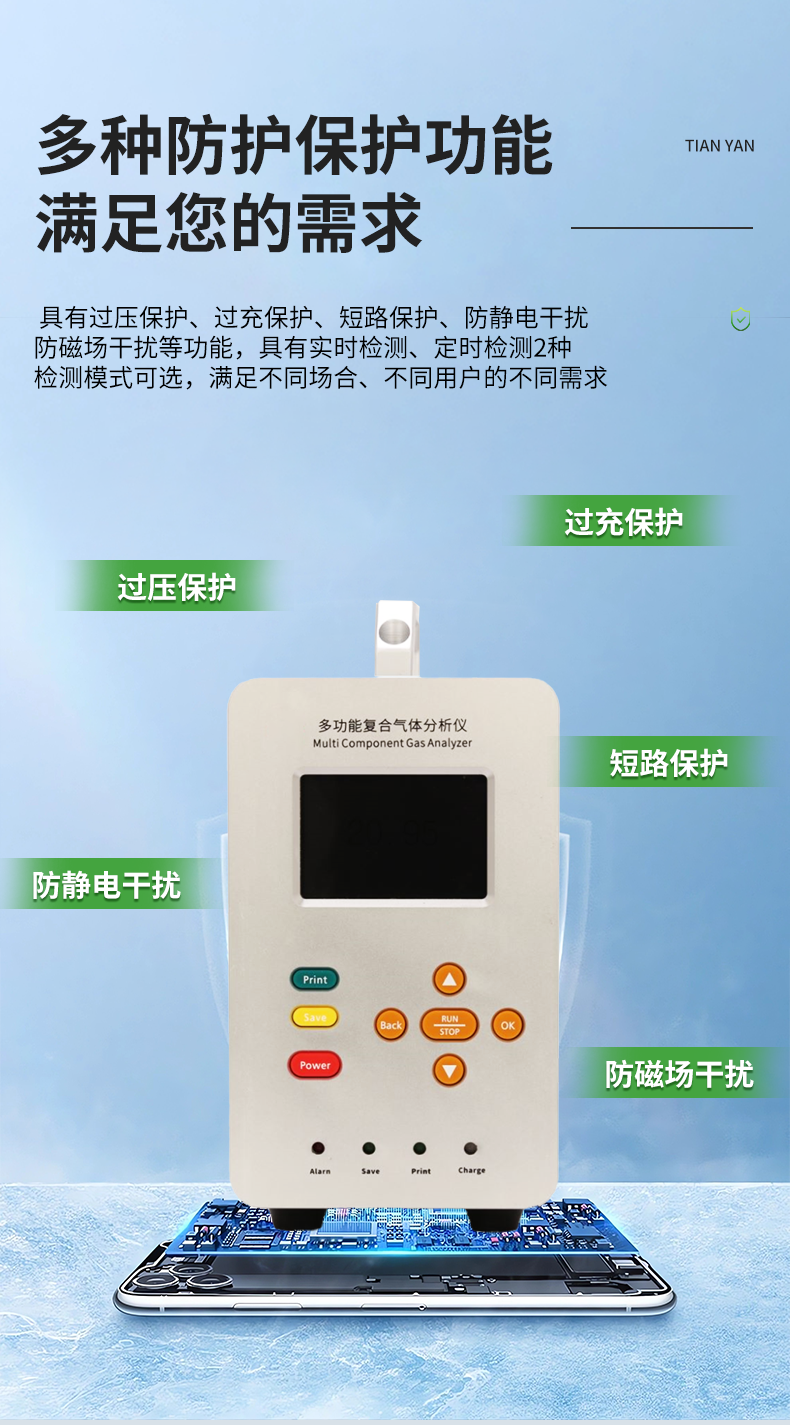 Portable composite gas detector Tianhong portable meets 18 types of gas detectors TH-LF4