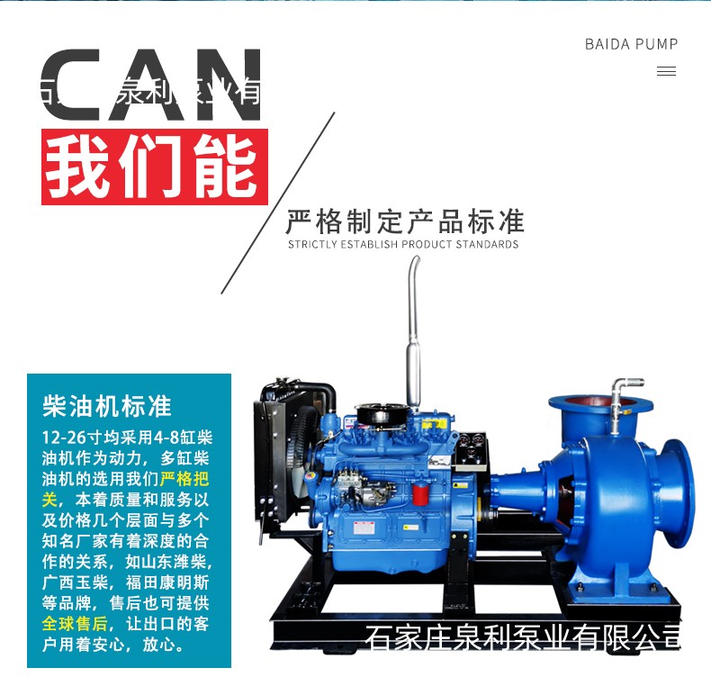 800m3 diesel engine water pump unit 300HW-7 mixed flow pump ZS1130 single cylinder Quanli