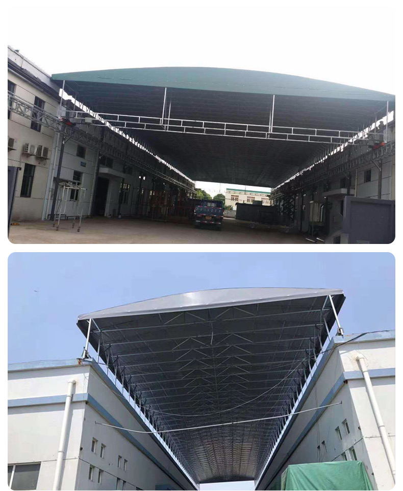 Design and installation of large outdoor sunshade door for electric retractable awning car parking sunshade