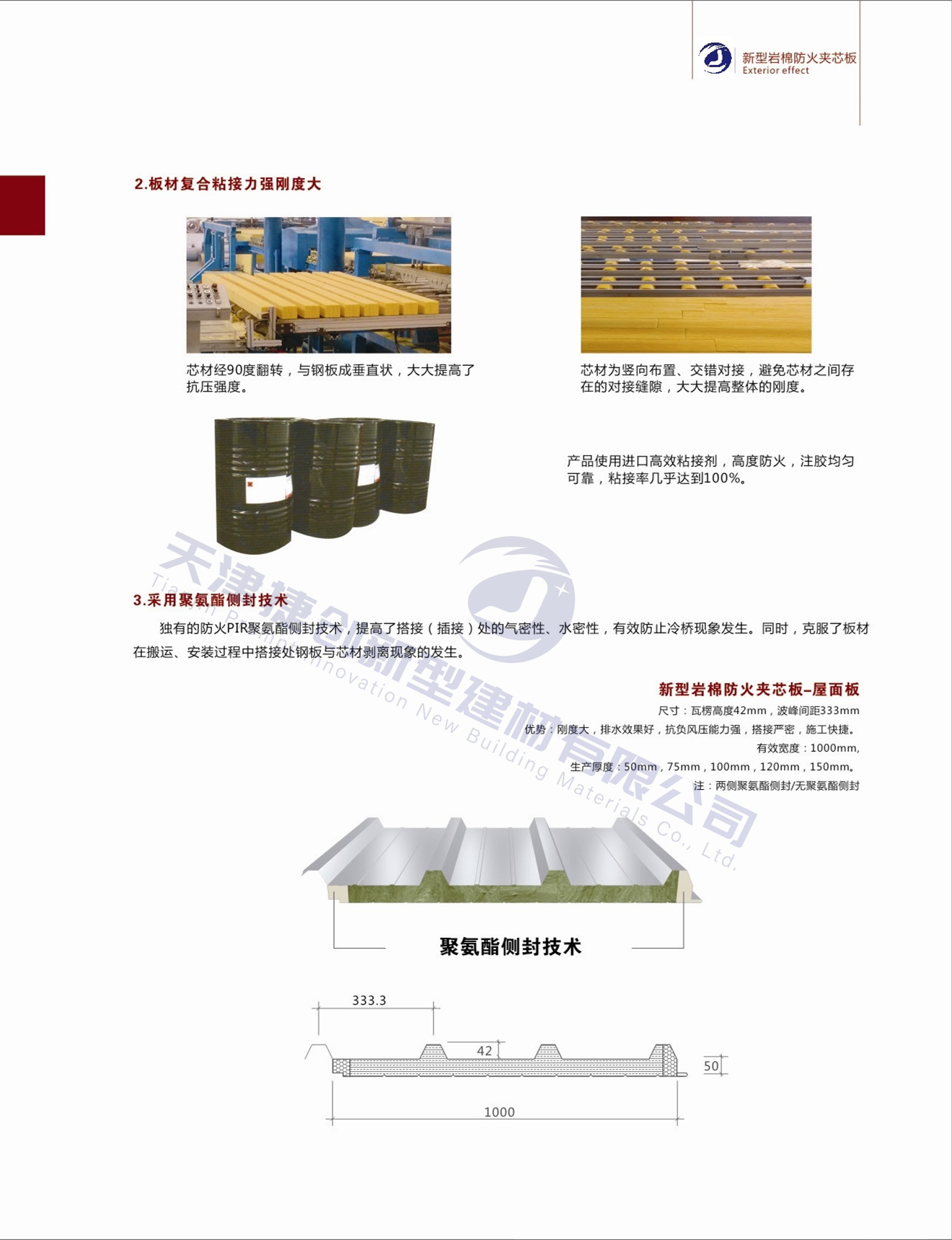 Color steel sandwich rock wool board PU edge sealing composite board rock wool sandwich panel