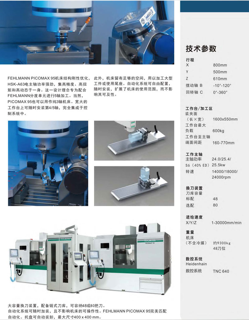 Imported equipment for Picomax95 high-precision CNC vertical five axis machining center of Swiss Fellmann machine tool