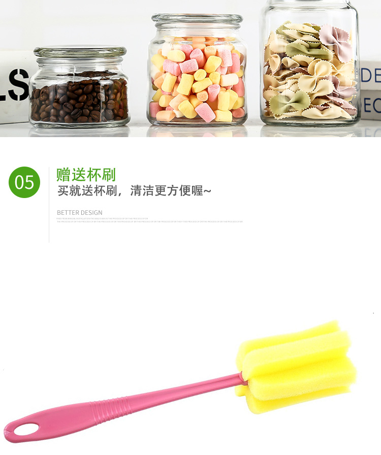 Wholesale high cover round Pickled vegetables bottle straight tube jam bottle sealed jam jar head bottle kitchen cereals dried fruit storage tank