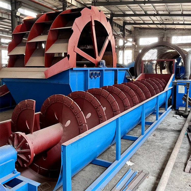 Multi functional sand and stone cleaning equipment using spiral stone washing machine in concrete mixing plant