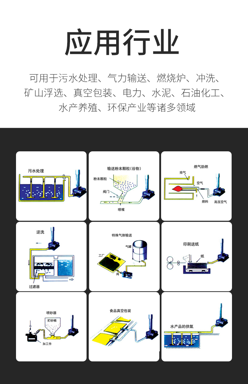 DSR125 Roots blower for sewage treatment, aeration, pneumatic powder conveying