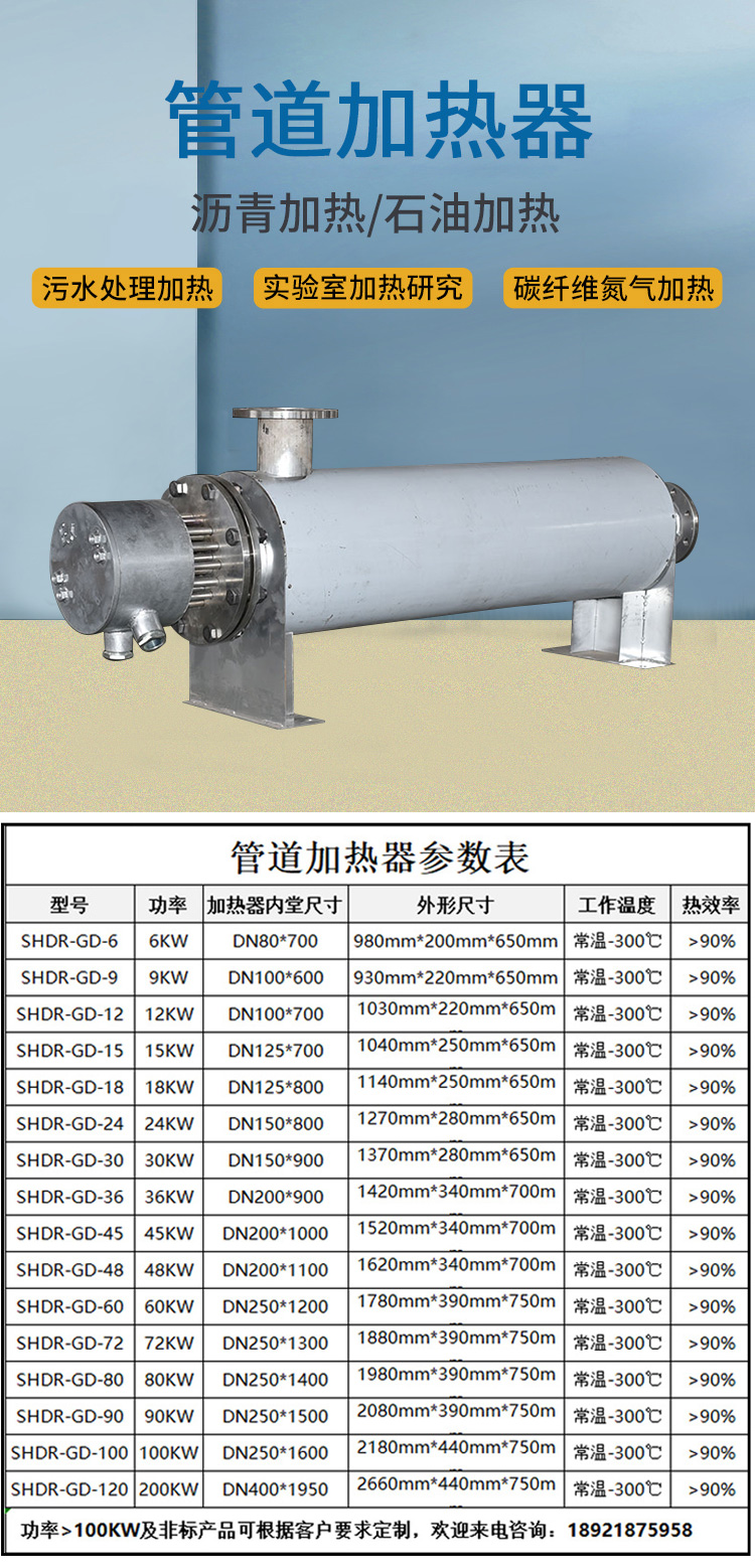 Marine auxiliary steam molten salt sewage and waste gas treatment pipeline heater, compressed air water circulation heater