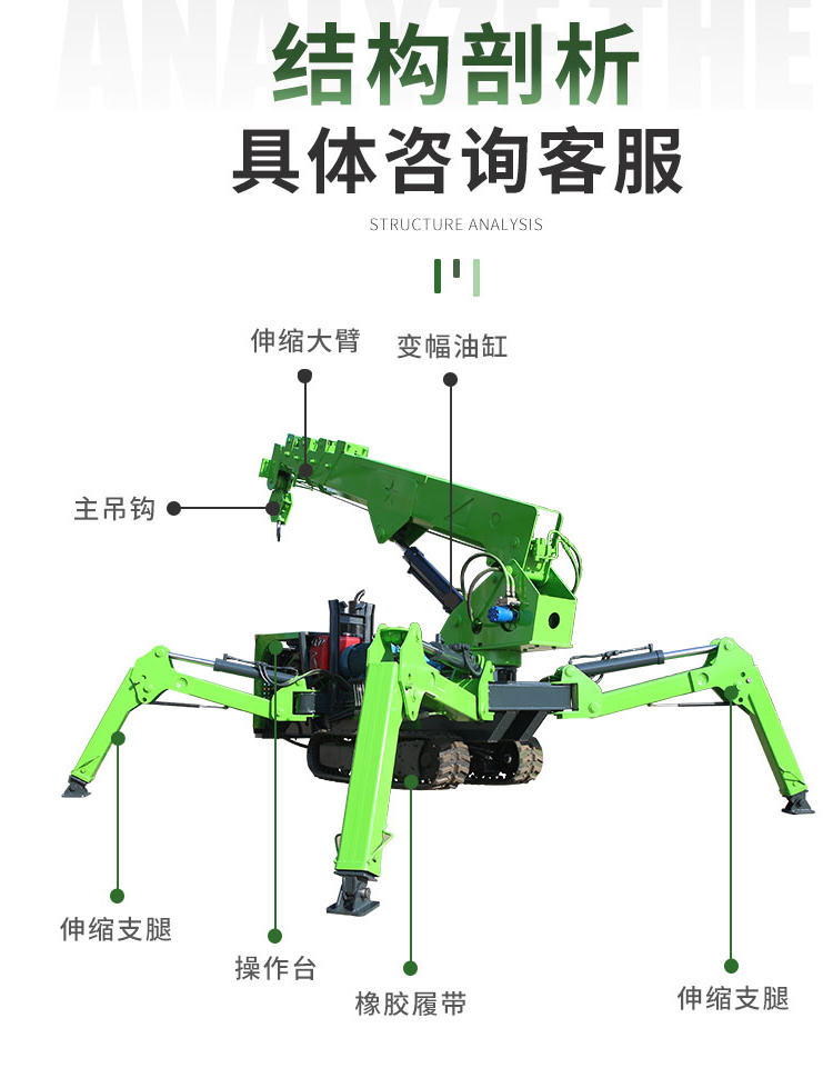 3 tons and 5 tons customized spider crane, crawler type spider crane, suitable for use in small spaces