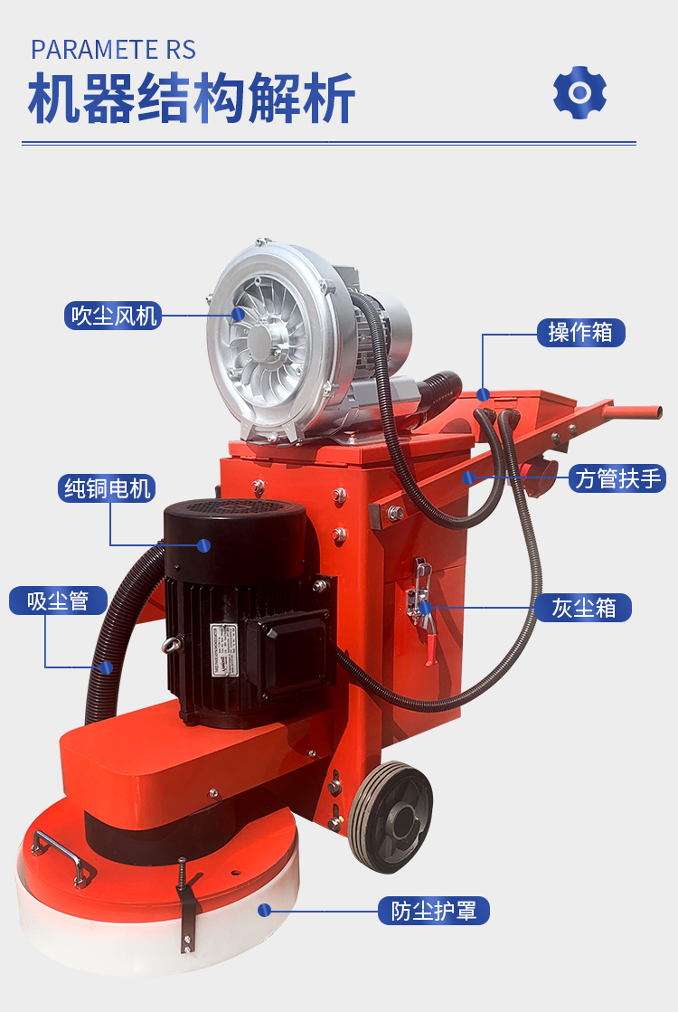 Ground grinder, epoxy floor grinder, dust-free cement polishing, concrete polishing, rust removal, pure copper motor